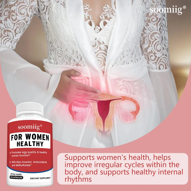 Women's Myo-Inositol Capsules with Folate & Vitamin E, Supports Hormonal Balance