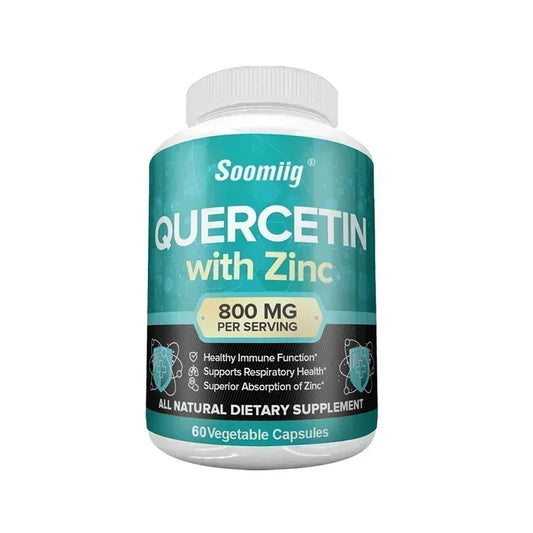 Organic Quercetin Zinc Complex Capsules - Antioxidant, Immune Eye, Cardiovascular and  Respiratory Support for Men and Women
