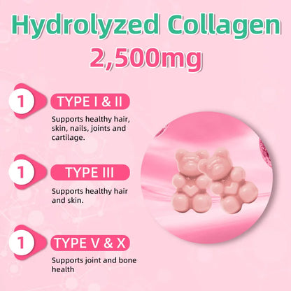 Biotin Collagen Gummies, Promote Hair Growth, Radiant Skin, Strong Nails, and Support Bones and Joints Healthy, 60 Gummies